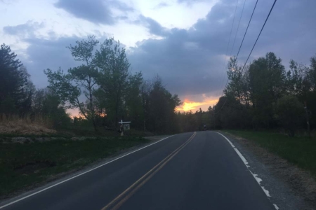 Sunset above October Mountain bicycling in May