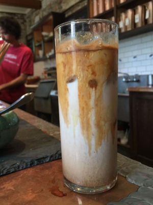 Ice coffee at Rubi's Cafe located behind  Rubiner's Cheesemonger and Grocer in the Berkshires