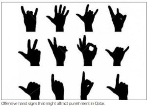 Offensive hand signs that might attract punishment in Qatar