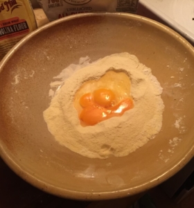 Semolina with eggs in the middle