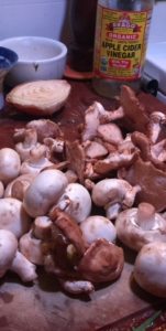 shitakes and button mushrooms